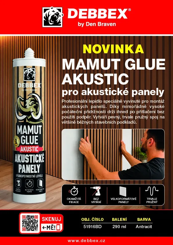 MAMUT GLUE Akustic 290ml antracitově šedá