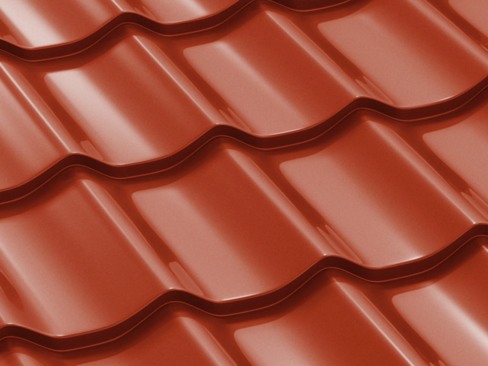 Plechová střešní krytina Classic Tile - Barva: RAL 3011 červená, Rozměr: 1200 x 1200 mm
