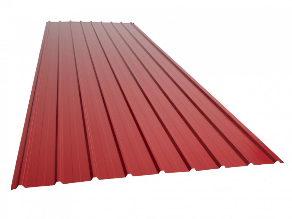 Trapézový plech T12 - Barva: RAL 3011 červená, Rozměr: 1000 x 910 mm