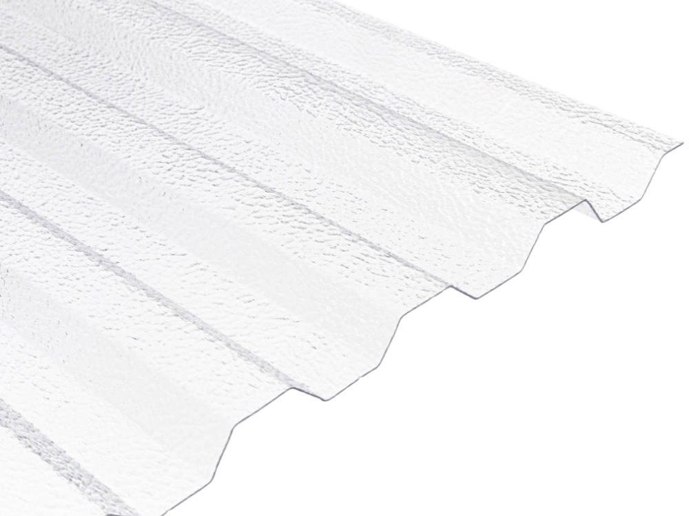 Trapézový polykarbonát čirý s hrubou strukturou - Rozměr: 2000 x 1060 x 1,2 mm