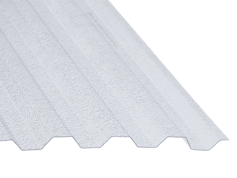 Trapézový polykarbonát čirý s hrubou strukturou - Rozměr: 2000 x 1060 x 1,2 mm