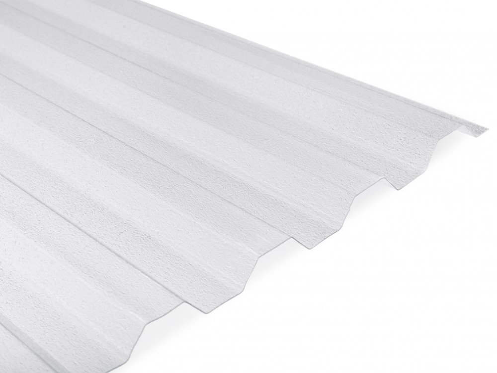 Trapézový polykarbonát čirý s jemnou strukturou - Rozměr: 2000 x 1060 x 0,9 mm