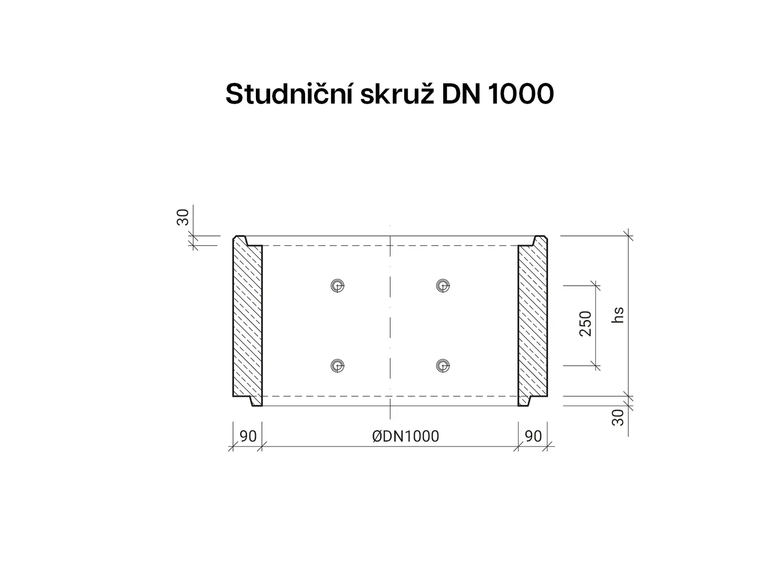 CSBETON - Studniční skruže DN 1000 Skruž, hs 500, t 90 mm