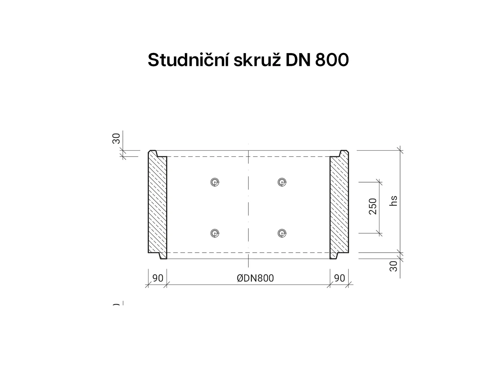 CSBETON - Studniční skruže DN 800 Skruž, hs 500, t 90 mm