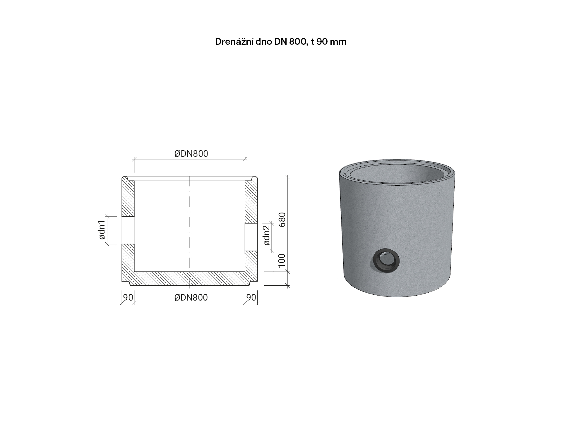 CSBETON - Drenážní dna DN 800 Šachtové dno, hs 680, t 90 mm — foto