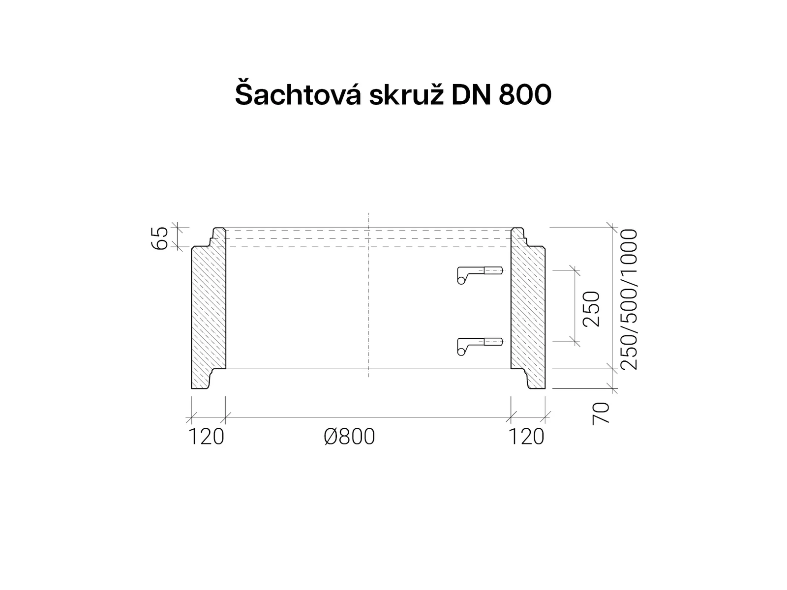 CSBETON - Šachtové skruže DN 800 Skruž se stupadly DN 800, hs 500, XA3