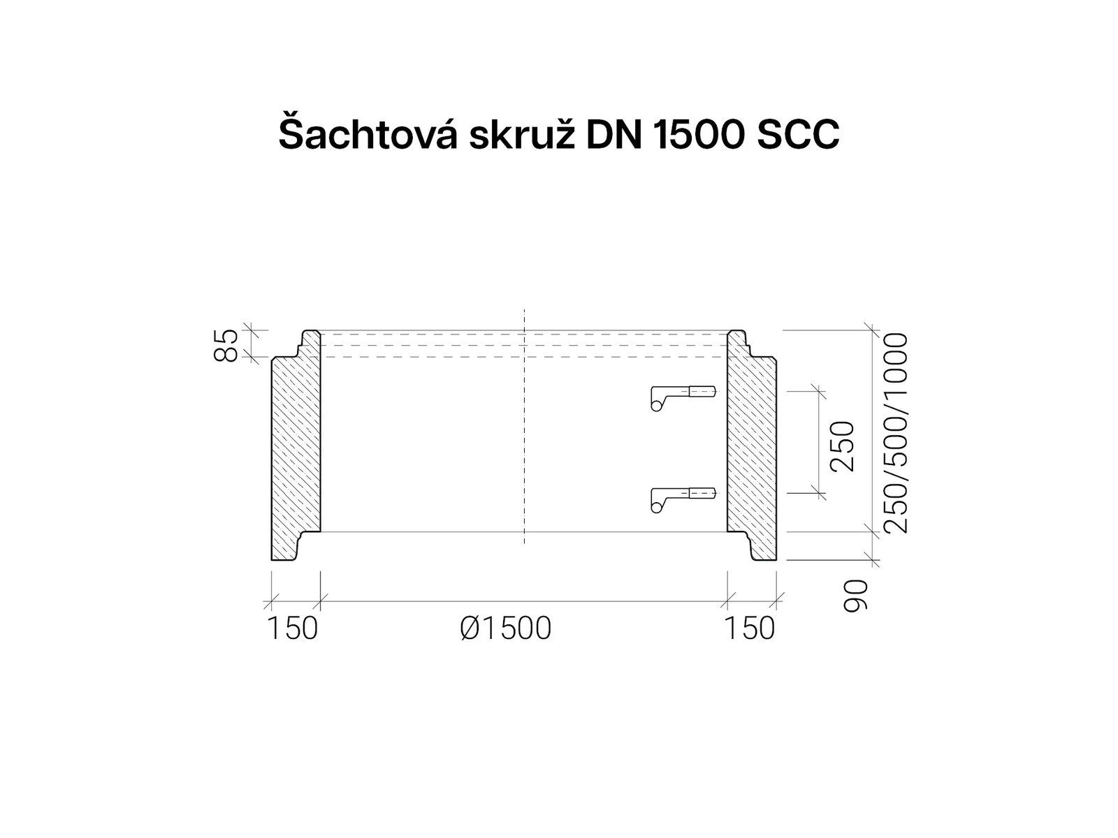 CSBETON - Šachtové skruže DN 1500 SCC Skruž se stupadly, hs 500, SCC litá, XA3