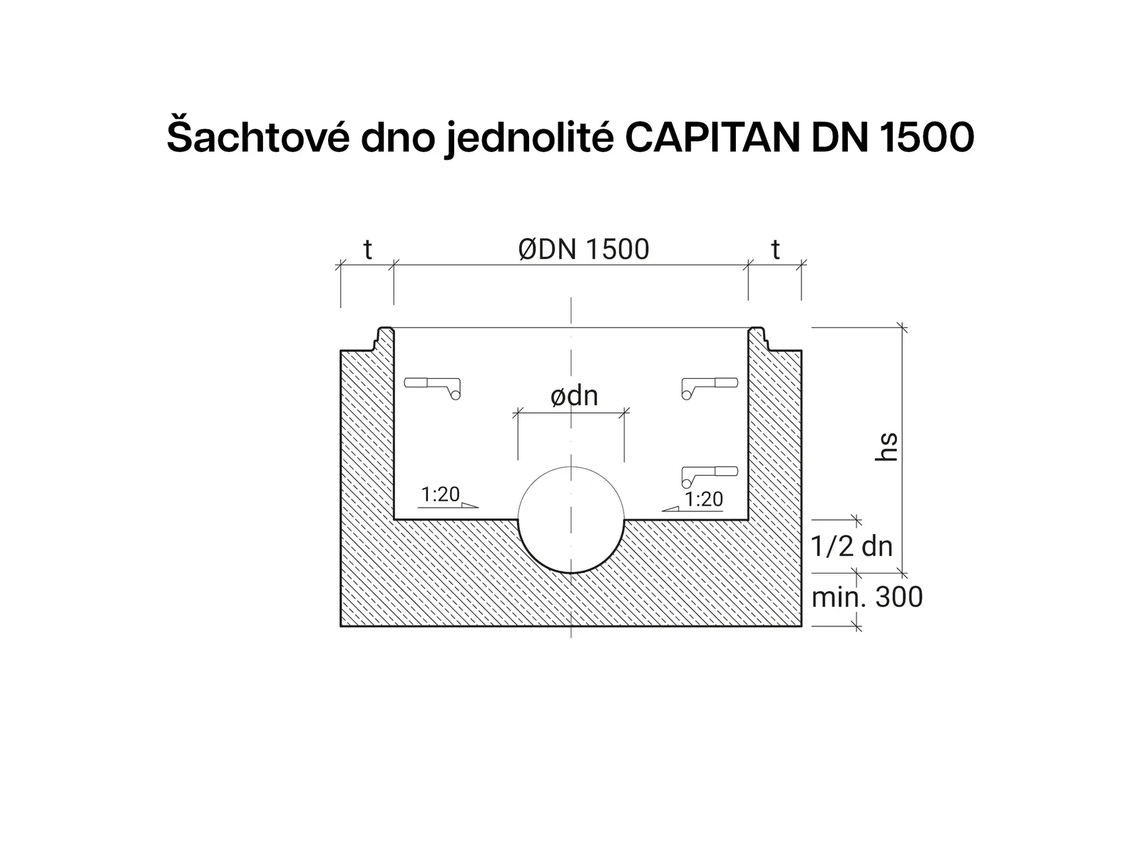 CSBETON - Šachtová dna jednolitá CAPITAN DN 1500 Dno, výtok 1000, hs 1500, t 330, XA3