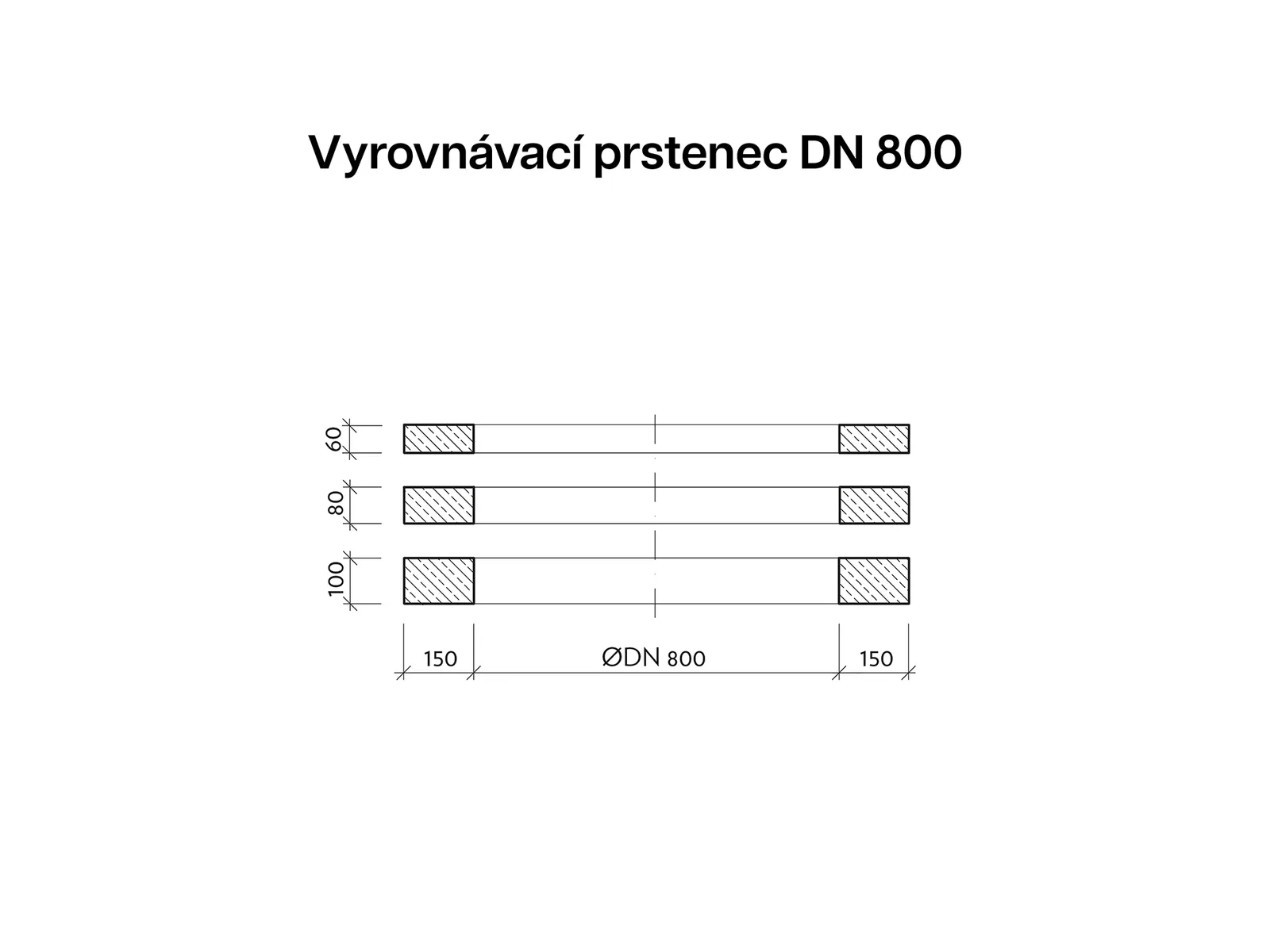 CSBETON - Vyrovnávací prstence DN 800 Vyrovnávací prstenec, hs 80, t 150