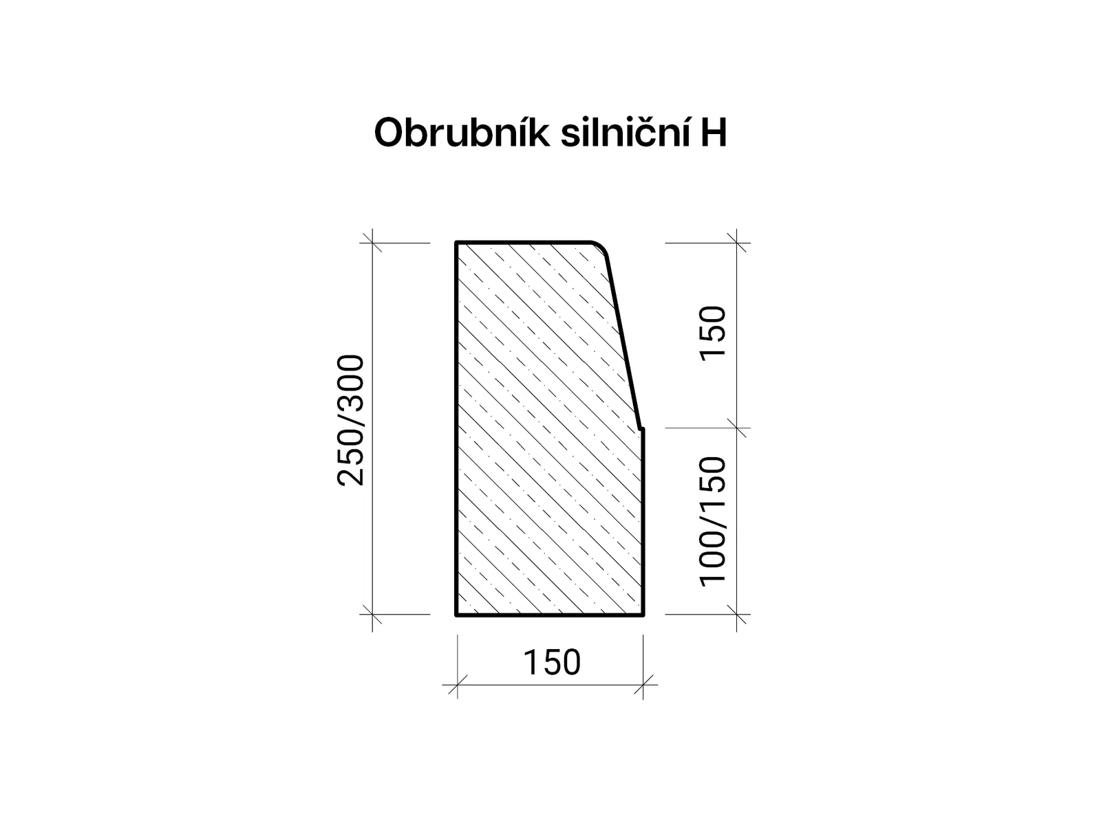 CSBETON - Obrubník silniční H náběhový 25-15 cm