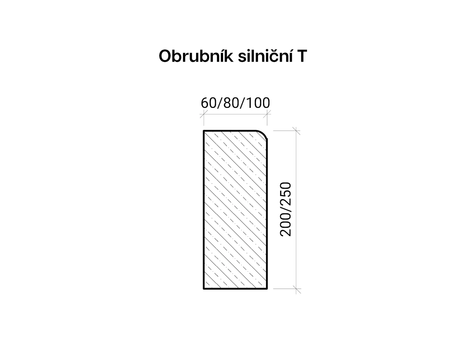 CSBETON - Obrubník silniční T přímý, šířka 10 cm