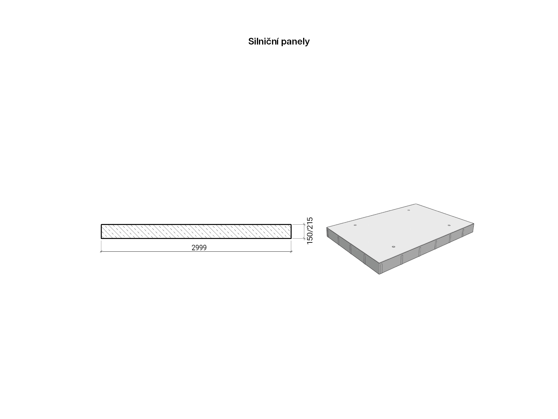 CSBETON - Silniční betonové panely Panel 3000x1000, výška 150 mm — foto