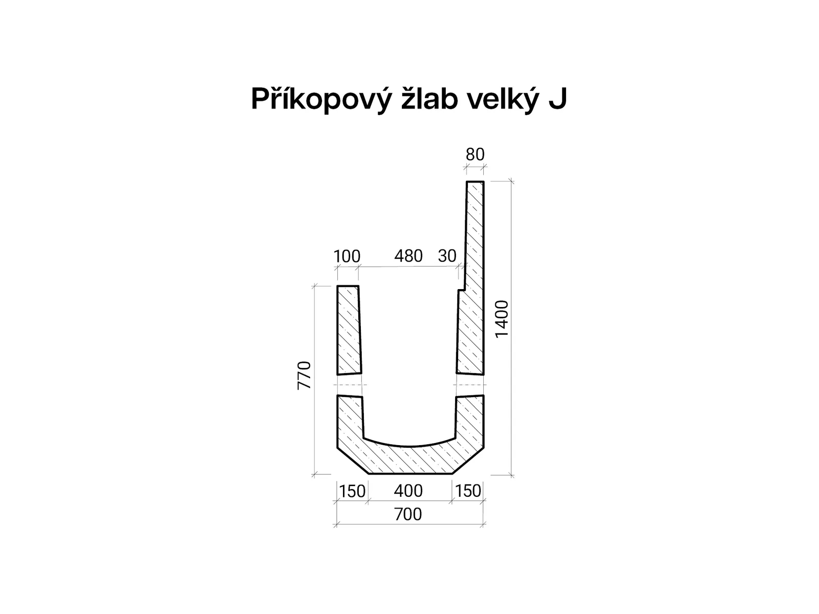 CSBETON - Příkopový žlab velký J Příkopový žlab velký J snížený 90 cm