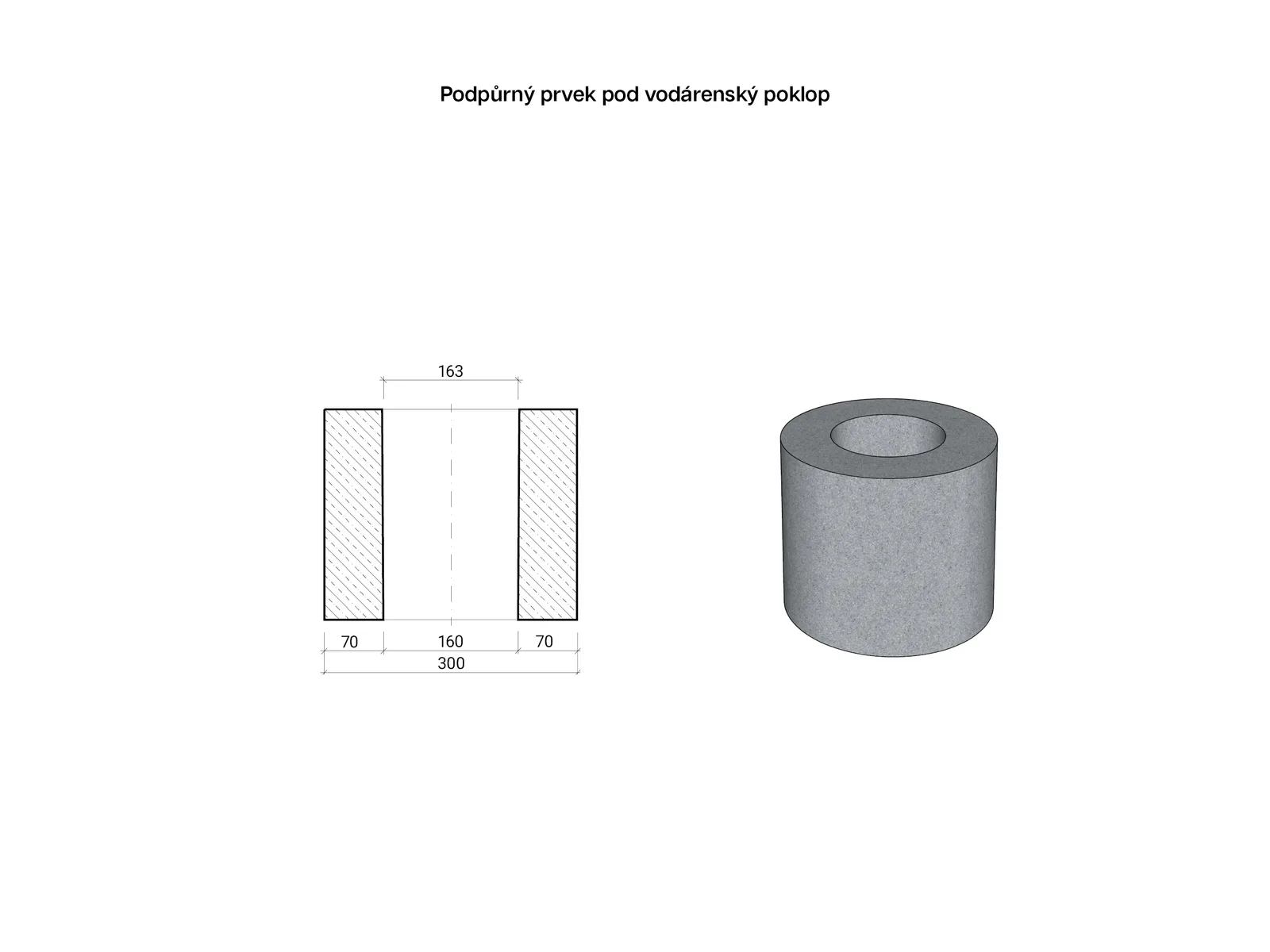 CSBETON - Podpůrný prvek pod vodárenský poklop Podpůrný prvek pro vodárenský poklop 25 cm — foto