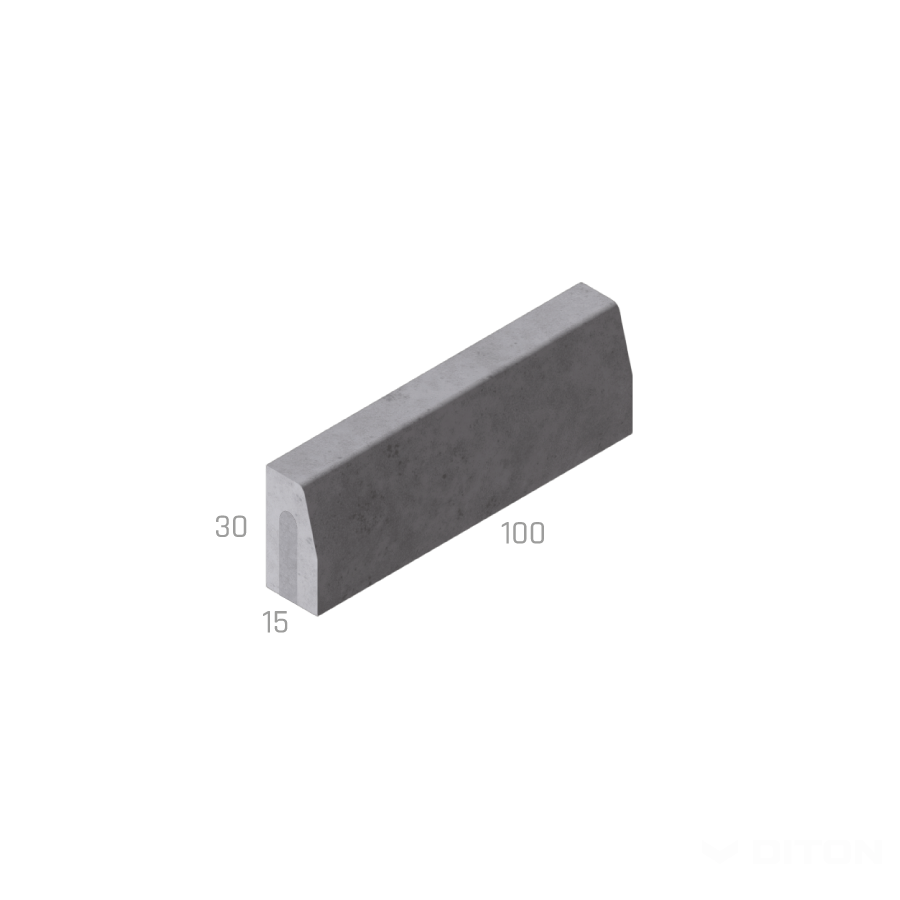 DITON - Obrubník silniční 100 / 15 / 30 přírodní — perokresba