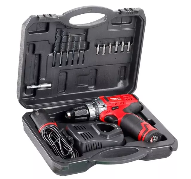 Vrtačka AKU FESTA 12V set 2x baterie 1.5A, nabíječka, kufr, příslušenství