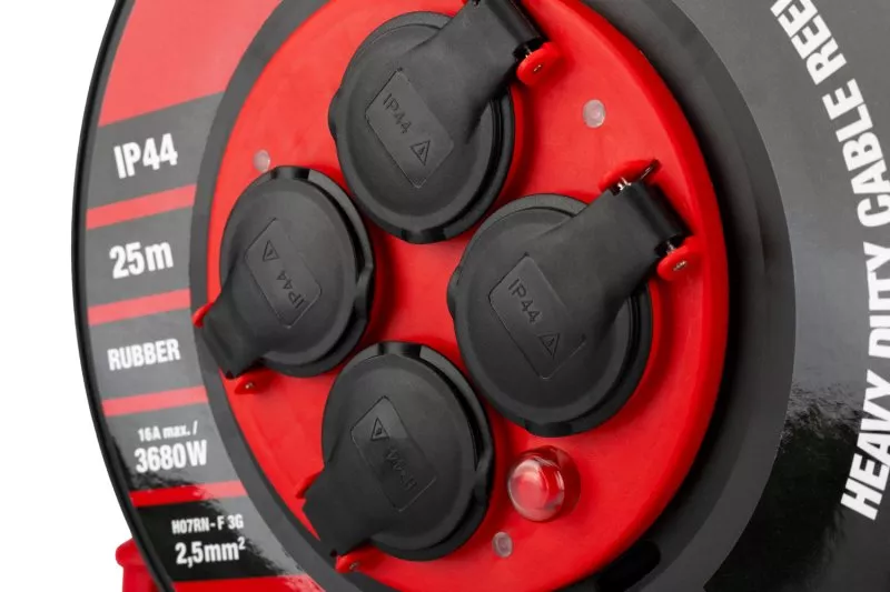 Kabel prodlužovací na bubnu venkovní FESTA INDUSTRY 3x2.5mm 25m 230V max 3680W 4 zásuvky guma-neopré