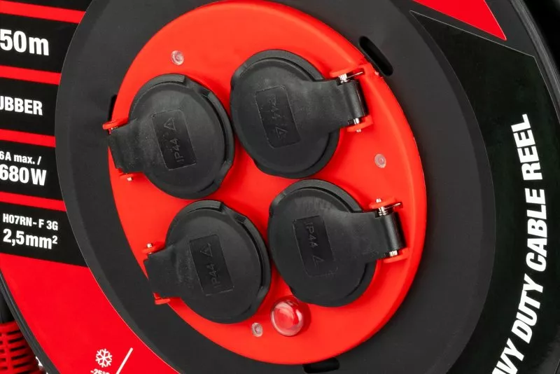 Kabel prodlužovací na bubnu venkovní FESTA INDUSTRY 3x2.5mm 50m 230V max 3680W 4 zásuvky guma-neopre