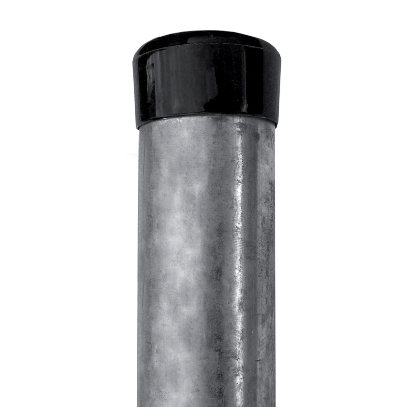 Plotový sloupek IDEAL® pozinkovaný (Zn) 2000/48, včetně černé čepičky