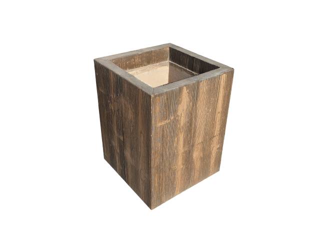 PRESBETON - Květináč BARK 1 (Reliéfní - prkno Hnědá/Černá) — foto 1