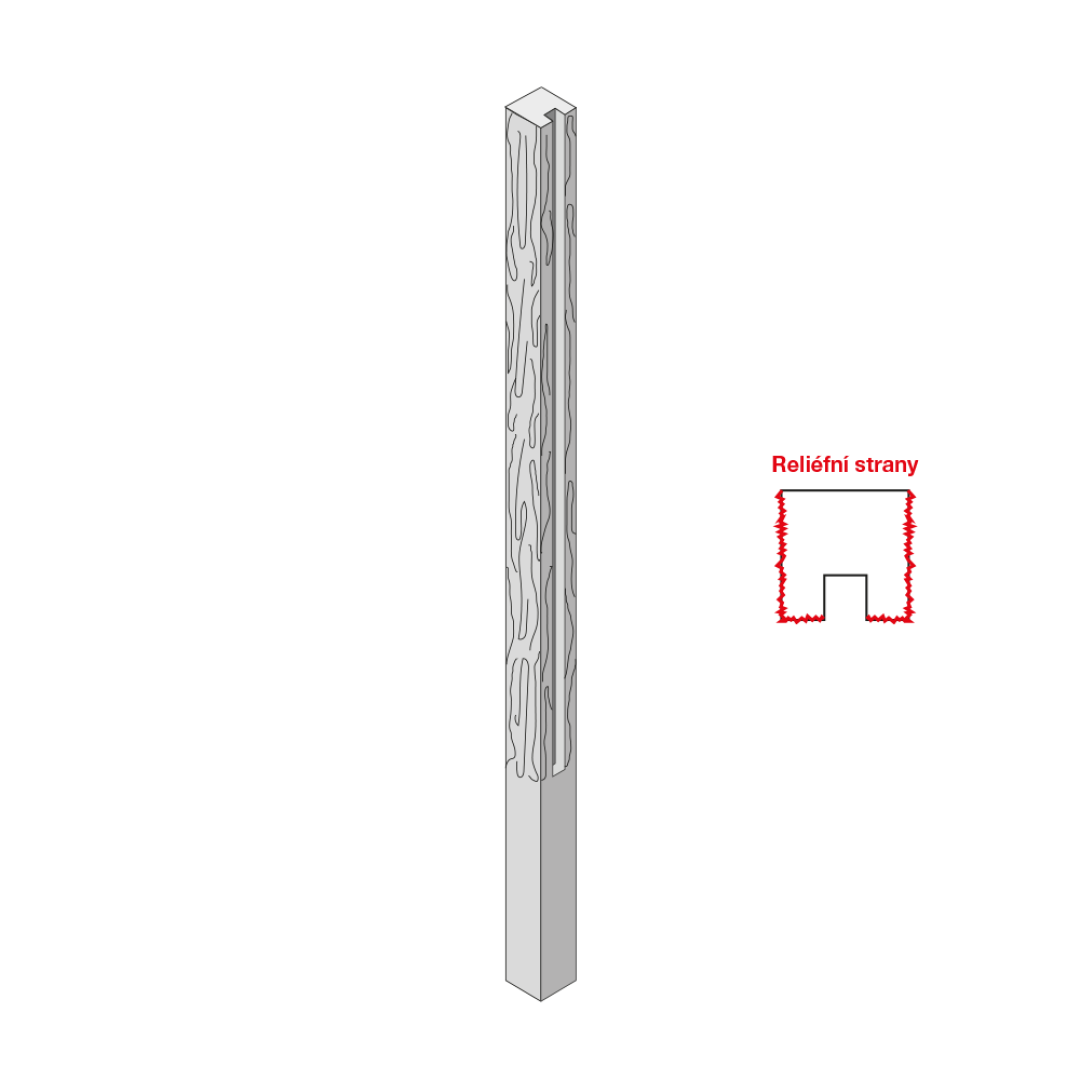 PRESBETON - Sloupek koncový, pro výšku plotu 240 cm (Reliéfní Hnědá) — foto 2